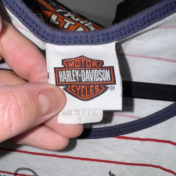 Y2K 2007 Harley Davidson Women’s Striped Illinois Shirt Size Medium - Picture 3 of 5